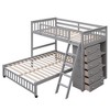 NicBex Twin over Full Bunk Bed Removable Loft with Wheels, 6 Drawers and 3 Shelves, Inclined Ladder and Guardrail, No Box Spring Required - 3 of 4