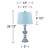 Regency Hill Tanya Country Cottage Table Lamps 26 1/2" High Set of 2 Blue Wash Hardback Drum Shade for Bedroom Living Room Bedside Nightstand Office - 4 of 4