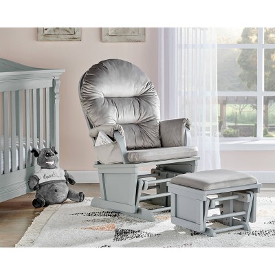 Suite Bebe Madison Glider and Ottoman - Gray Wood and Light Cloud Gray Fabric