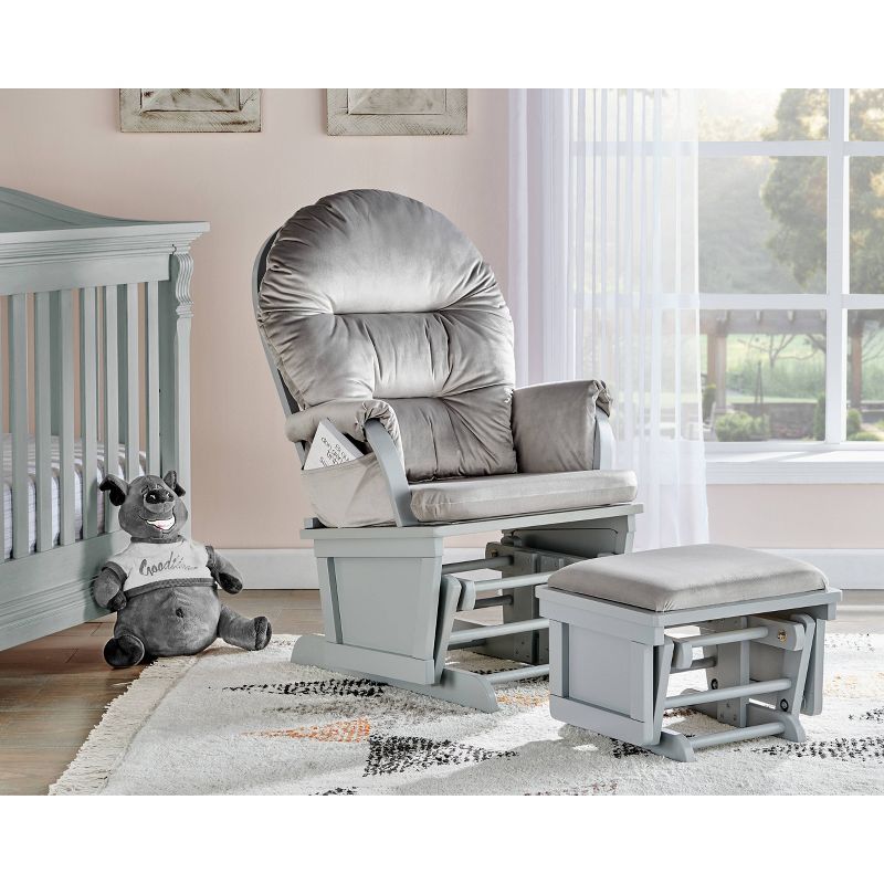 Suite Bebe Madison Glider and Ottoman - Gray Wood and Light Cloud Gray Fabric, 3 of 6