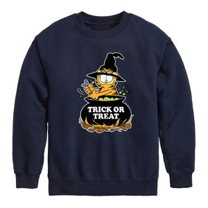 Boys' - Garfield - Trick Or Treat Graphic Long Sleeve Fleece Sweatshirt - 1 of 4
