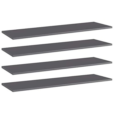vidaXL Bookshelf Boards - 4 pcs Set, High Gloss Gray, Sturdy Engineered Wood, Easy Installation