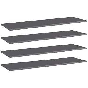 vidaXL Bookshelf Boards - 4 pcs Set, High Gloss Gray, Sturdy Engineered Wood, Easy Installation - 1 of 4