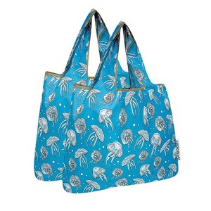 Wrapables Medium Foldable Tote Nylon Reusable Grocery Bags, Set of 2 - 1 of 4