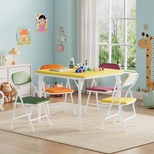 5 Piece Boys Girls Folding Table and Chairs Set, Activity Table and Chairs Set for Dining Room,Daycare,Classrooms color - 1 of 4