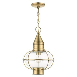Livex Lighting Newburyport 1 - Light Pendant in  Antique Brass - 1 of 2