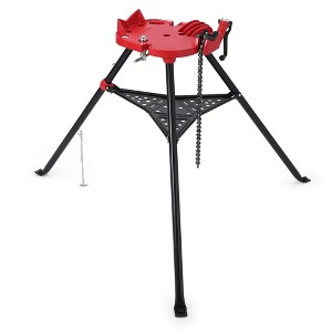 Tripod Pipe Chain Vise 1/8"-6" Capacity, Heavy Duty Pipe Stand With Foldable Steel Legs - 1 of 4