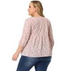 Agnes Orinda Women's Plus Size 3/4 Sleeve Square Neck Floral Peplum Babydoll Blouses - 4 of 4