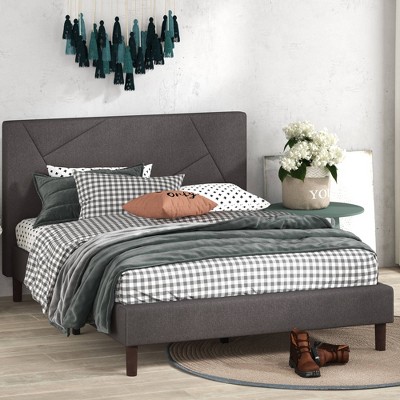 King Judy Upholstered Platform Bed Frame Gray - Zinus