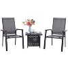 3pc Patio Dining Set with Small Square Table with Umbrella Hole & Lightweight Sling Chairs - Captiva Designs: Outdoor Furniture for Balcony - 2 of 4