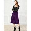 Allegra K Women's Vintage High Elastic Waist Velvet Pleated Flowy Swing Midi Skirt - 4 of 4