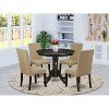 HomeStock 5-Piece Round Cappuccino Finish Solid Wood Top Dining Table with 4 Parson Chair - 2 of 4