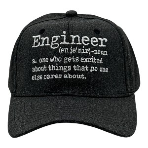 Engineer Definition Hat Funny Sarcastic Science Joke Graphic Novelty Cap - Crazy Dog Hat Black Standard - 1 of 4