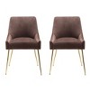 WestinTrends Upholstered Performance Velvet Accent Chair With Metal Leg (Set of 2) - 3 of 4