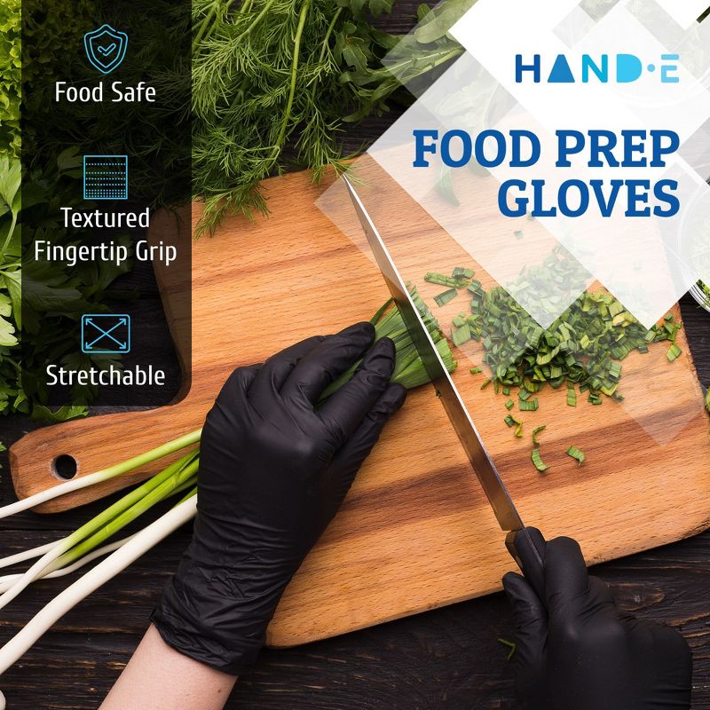 Hand-E Black Nitrile Gloves, Perfect for Cleaning & Cooking - 200 Pack, 4 of 7