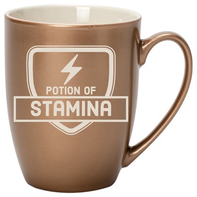 100 North Magic Potion 10 Ounce Bronze Metallic Finish, Comfortably Fits Your Hands, New Bone China Coffee Tea Cup Mug, Potion Of Stamina