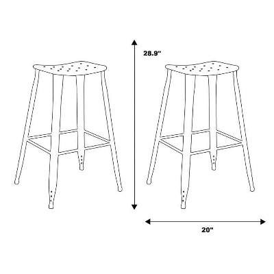 Gunmetal Gray Saddle Backless Metal Barstools, Set of 2