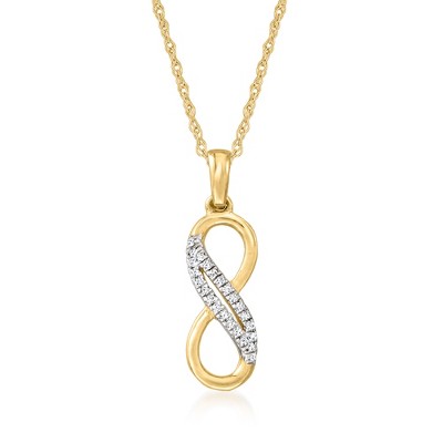 Ross-Simons Diamond-Accented Infinity Symbol Pendant Necklace in 14kt Yellow Gold Size 20