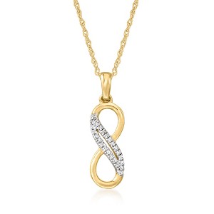 Ross-Simons Diamond-Accented Infinity Symbol Pendant Necklace in 14kt Yellow Gold Size 20 - 1 of 2