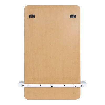 White Rectangular Frameless Vanity Mirror with Shelf