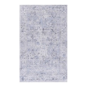 ChicFurnit Rug MAVAL Collection Versatile Low Pile Non Slip Stain Resistant for High Traffic Areas, Blue, 18.5"*12.2"*8.3" - 1 of 4