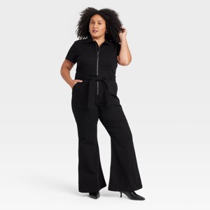 Women's Short Sleeve Denim Jumpsuit - Ava & Viv™ - 1 of 3
