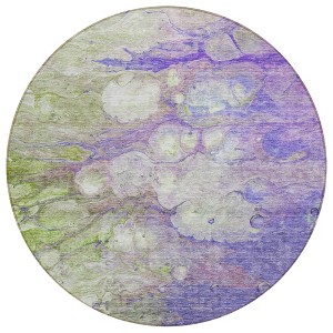 Purple Lilac And Artichoke Green Abstract Washable Indoor Outdoor Area Rug - 1 of 4