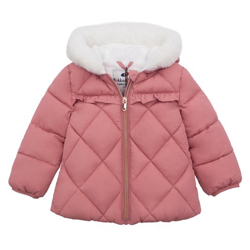 Rokka Rolla Infant Girls Puffer Jacket Baby Fleece Lined Winter Coat Pink Coral size 6 9 Months