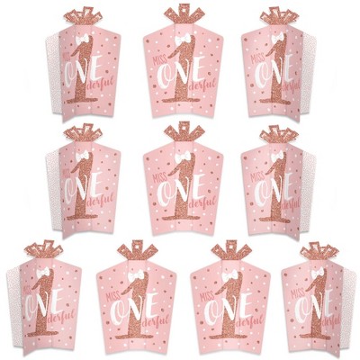 Big Dot of Happiness 1st Birthday Little Miss Onederful - Table Decorations - Girl First Birthday Party Fold and Flare Centerpieces - 10 Count