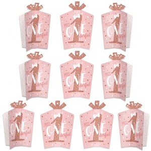 Big Dot of Happiness 1st Birthday Little Miss Onederful - Table Decorations - Girl First Birthday Party Fold and Flare Centerpieces - 10 Count - 1 of 4