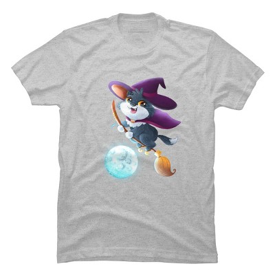Men's Design By Humans Halloween cat witch By Yelllowlion T-Shirt