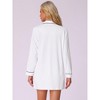 cheibear Women's Long Sleeve Notched Lapel Button Down Lounge Nightshirt - 3 of 4