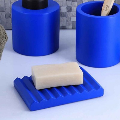 Evideco French Home Goods Concrete Cement Hand Soap Dish, Ribbed Drainage Design