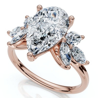 Pompeii3 Certified 3.20Ct Rayuka Pear Diamond Engagement Ring 14k Gold or Pt Lab Created