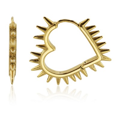 Slate by Rebl  Spike Heart Hoop Earrings  Stainless Steel, 25mm