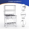 ROVSUN 67" 2-Compartment Commercial Sink with Shelves Over & Drying Rack Underneath, 304 Stainless Steel Sink Double Basin with Drain for Restaurant - 3 of 4