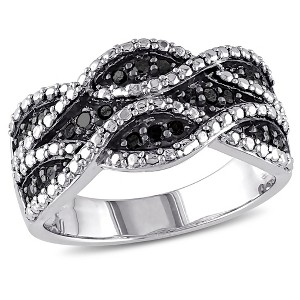 EVERLY JEWELRY | Sterling Silver with Black Rhodium Plated 1/4 CT TW Black Diamond Double Twist Ring - 1 of 4