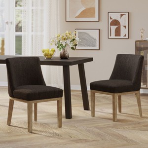 Coolbibila Fabric Upholstered Wood Dining Chairs Set of 2,Comfortable Armless Seat With Hardwood Frame Legs Kitchen Dining Chair - 1 of 4