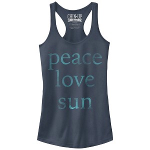 Juniors Womens CHIN UP Peace Love Sun Racerback Tank Top - 1 of 3