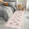 Checkered Rug Washable Rug for Living Room Non Slip Indoor Scalloped Printed Carpet Low Pile Neutral Rugs Soft Floor Cover for Bedroom Nursery - 4 of 4