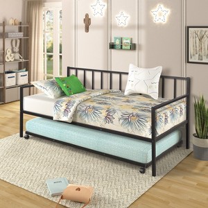 NicBex Twin Size Upholstered Daybed, Modern Wooden Bed Frame with 2 Storage Drawers and Backrest for Living Room - 1 of 4