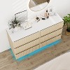 Okak Fluted Storage Cabinet Dresser with LED,Wood Clothes Organizer,Double Chest of 6 Drawers for Bedroom/Hallway/Living Room,Easy Assembly - 3 of 4