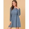 INSPIRE CHIC Women's Choker V Neck Vintage Flared Gilding Metallic Shiny Star A-Line Dress - 4 of 4