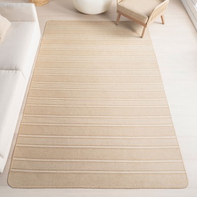 Anaya Natural Striped Cotton and Synthetic 6' x 9' Handmade Rug