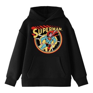 Bioworld Superman Core Vintage Comic Character Art & Logo Youth Black Graphic Hoodie - 1 of 3