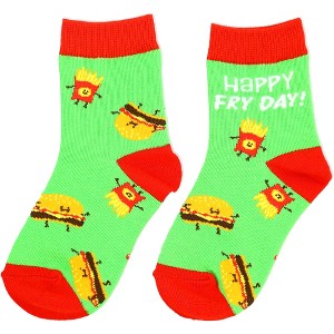 Pavilion Gift Company - Burger and Fries - M/L Youth Cotton Blend Crew Socks - Socks - 1 of 4