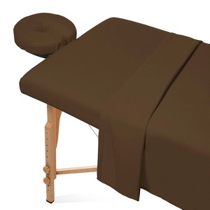 Saloniture 3-Piece Microfiber Massage Table Sheet Set, Includes Flat and Fitted Sheets with Face Cradle Cover - 1 of 4