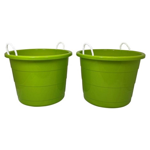 Homz 17 Gallon Indoor Outdoor Storage Bucket W/rope Handles For Sports  Equipment, Party Cooler, Gardening, Toys And Laundry, Bold Lime Green (2  Pack) : Target