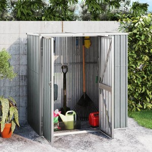 VidaXL Garden Tool Shed Gray 63.4"x35"x63.4" Galvanized Steel - 1 of 4