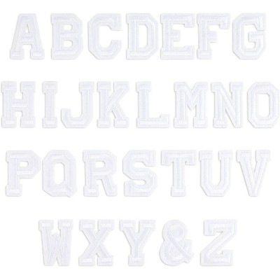 Okuna Outpost 108-Pack White Iron On Patches, 4 Set A-Z Alphabet Letters (1.5 x 2 Inches)